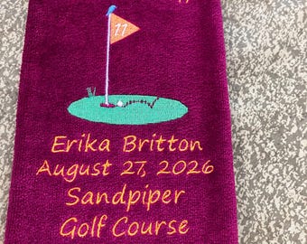 Embroidered Hole In One Golf Towel - Custom Commemorative Gift
