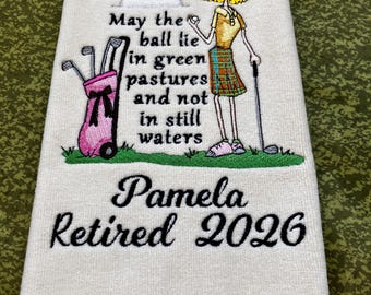 Personalized Embroidered Golf Towel: Ladies Golf Gift, Custom, Whimsical, Door Prize, Christian,