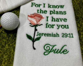Personalized Christian Golf Towel: Embroidered Scripture Gift