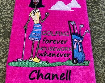 Personalized Golf Towel: Whimsical Ladies Sports Gift