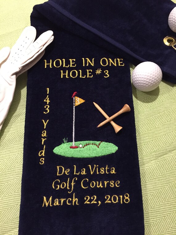Hole in One Golf Towel Yards Personalized Embroidered Etsy
