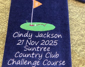Embroidered Hole In One Golf Towel - Custom Commemorative Gift