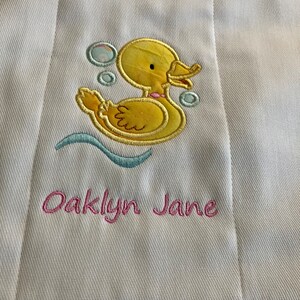 Newborn, Rubber Ducky, Burp Cloth, Embroidered, Personalized, Diaper Cloth, Applique