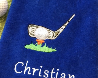 Personalized Embroidered Golf Towel: Tee Time Terry Velour with Grommet