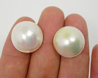 Lot3 19x15mm 18x15mm Wide Odd Drop Qty 2 Pieces Cream Colour Australian Saltwater Mabe Pearl