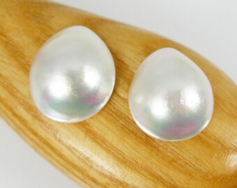Lot3 19x15mm 18x15mm Wide Odd Drop Qty 2 Pieces Cream Colour Australian Saltwater Mabe Pearl