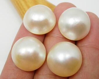 Lot3 19x15mm 18x15mm Wide Odd Drop Qty 2 Pieces Cream Colour Australian Saltwater Mabe Pearl