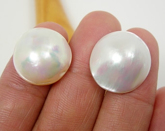 Lot3 19x15mm 18x15mm Wide Odd Drop Qty 2 Pieces Cream Colour Australian Saltwater Mabe Pearl