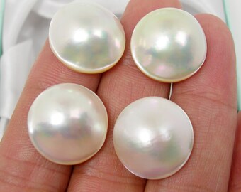 Lot3 19x15mm 18x15mm Wide Odd Drop Qty 2 Pieces Cream Colour Australian Saltwater Mabe Pearl