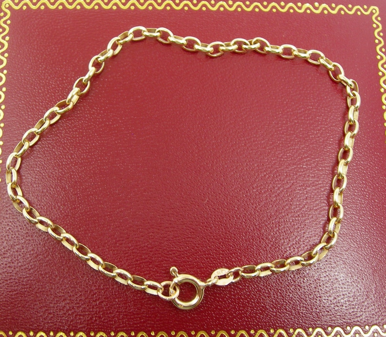 k Yellow Gold - Bolt Ring - BO2 3.10mm Oval Link Belcher Style Unisex Bracelet 21cm Length Genuine 375 9ct