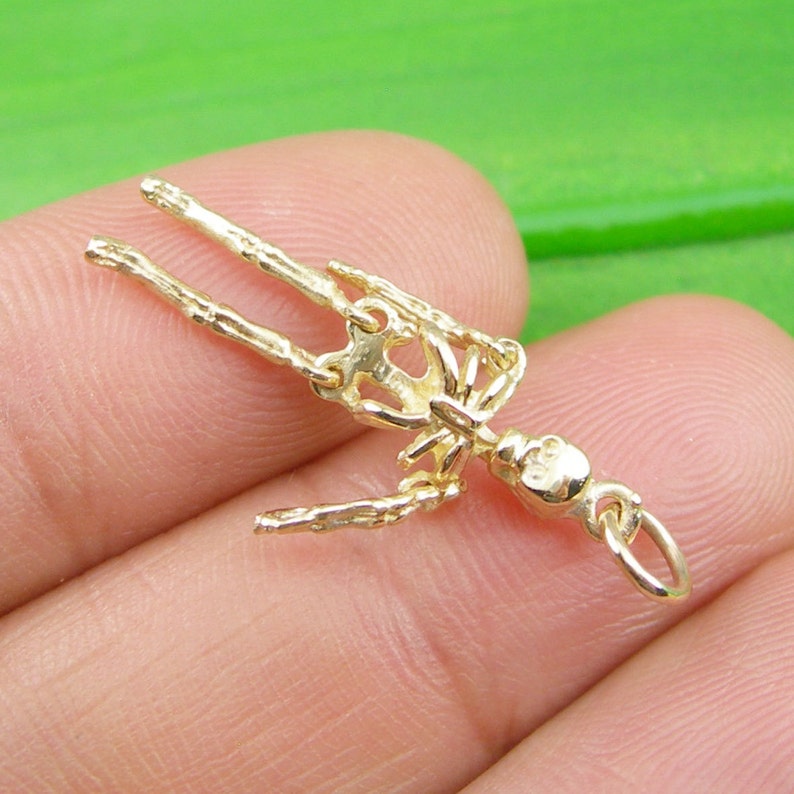 Skeleton Moveable 3 Dimensional Halloween Charm Pendant Genuine 375 9k 9ct Yellow Gold C2073 image 4