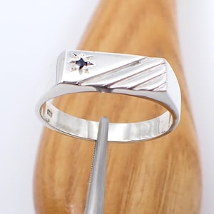 Natural Blue-Black Australian Sapphire Signet Ring Genuine 925 Sterling Silver - R3918