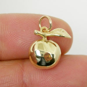 Apple and Leaf Fruit Charm Pendant Genuine 375 9ct 9k Yellow Gold or Genuine 750 18ct 18k Yellow Gold, C86