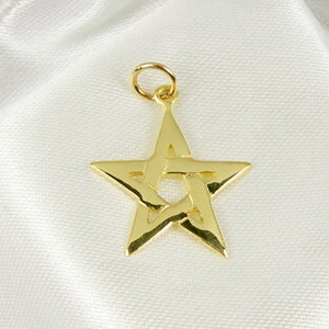 Five Pointed Star Pentagram Magical Symbol Charm Pendant Genuine 375 9ct 9k Yellow Gold or Genuine 750 18k 18ct Yellow Gold - C224