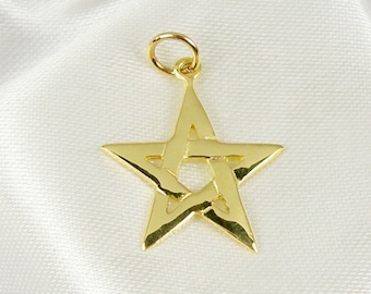 Five Pointed Star Pentagram Magical Symbol Charm Pendant Genuine 375 9ct 9k Yellow Gold or Genuine 750 18k 18ct Yellow Gold - C224