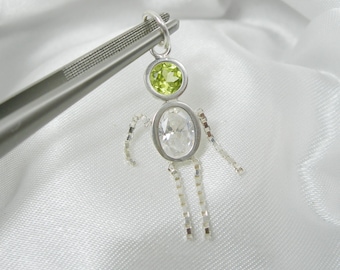 5mm Round Peridot/Garnet/blue Topaz Natural Gemstone and Oval 8x6mm Cubic Zirconia Precious Gem Baby Pendant Genuine 925 Sterling Silver