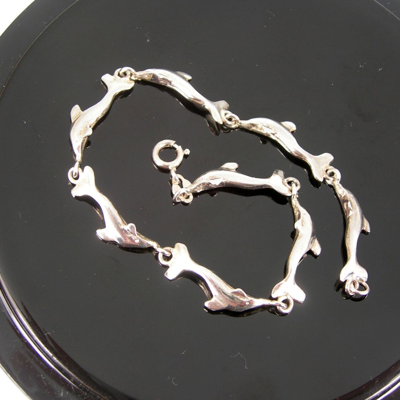 Australian Made Solid Dolphin Links Bracelet 20cm Length Genuine 925 Sterling Silver