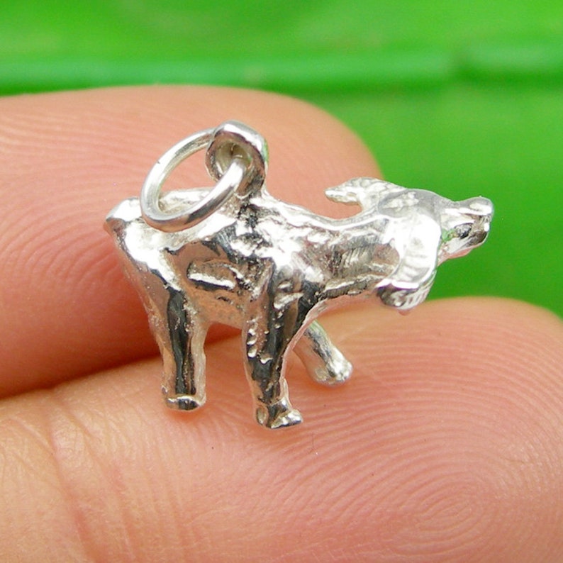 CH02 Year Of The Ox Bull Chinese Zodiac Animal Birthday Charm Pendant Genuine 925 Sterling Silver or Genuine 750 18k or 375 9k Yellow Gold