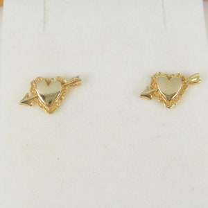 Love Hear and Arrow Stud Earrings Genuine 375 9ct 9k Yellow Gold or Genuine 925 Sterling Silver - E10