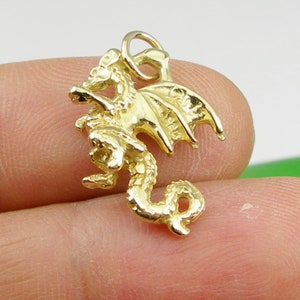 Solid 3 Dimensional Griffin Mystical Dragon Animal Charm or Pendant Genuine 375 9ct 9k or 750 18ct 18k Yellow Gold - C267