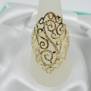 Large Filigree Statement Plain Dress Ring Genuine 375 9ct 9k - Etsy