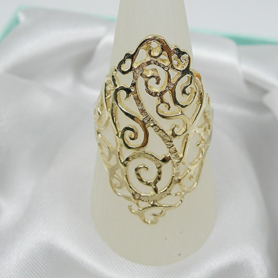 Large Filigree Statement Plain Dress Ring Genuine 375 9ct 9k Yellow Gold or  750 18ct 18k Yellow Gold or Genuine 925 Sterling Silver R3218 - Etsy