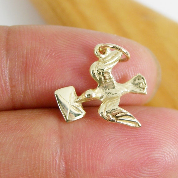 SOLID 9ct YELLOW GOLD 3D DOVE BIRD with LETTER MESSENGER Charm/Pendant SOLID 9ct YELLOW GOLD 3D DOVE BIRD with LETTER MESSENGER Charm/Pendant