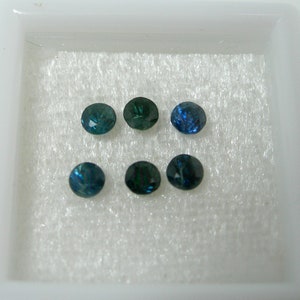 1.49 carats Qty 6 pieces 3.25mm Round Mixed Parti Teal Blue Color Natural Australian Sapphire Loose Gemstone - Clearance Sale