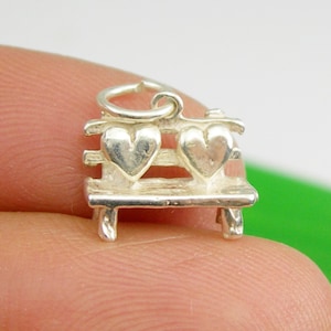 Lover Bench Seat Hearts Charm Pendant Available in Genuine 375 9ct 9k or 750 18ct 18k Yellow Gold or Genuine 925 Sterling Silver, C2804