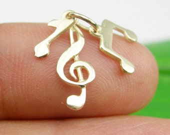 Genuine 375 9CT 9K or 750 18ct 18k Yellow Gold 3 Musical Notes Small Charm or Pendants - C71