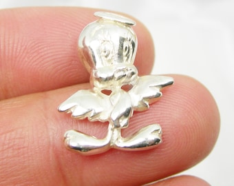 Tweety Bird Cartoon Character Charm Pendant, Available Genuine 925 Sterling Silver or Genuine 375 9ct 9k or 750 18ct 18k Yellow Gold - P96