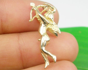 Colgante con alas de ángel, Cupido y querubín, en oro amarillo auténtico de 375 ct o 750 ct - C52