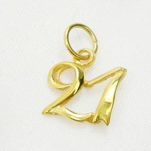 Charm Clé Anniversaire 21 Ans En Or Jaune 9 Carats - Neuf Avec étiquettes, Bijou Cadeau