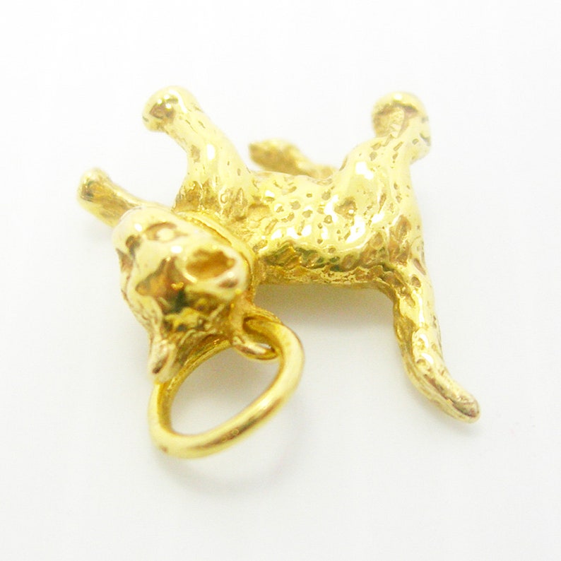 K&ouml;nnte beinhalten: Ein goldfarbener Anh&auml;nger in Form einer verspielten, auf dem Kopf stehenden Katze. Der Anh&auml;nger hat eine strukturierte Oberfl&auml;che und eine &Ouml;se zum Anbringen an einer Halskette oder einem Armband.