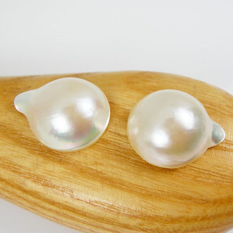 Lot3 19x15mm 18x15mm Wide Odd Drop Qty 2 Pieces Cream Colour Australian Saltwater Mabe Pearl