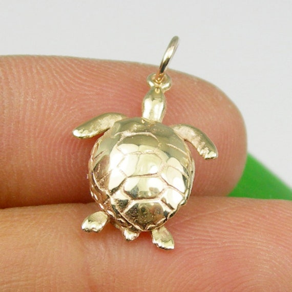 Lucky Turtle Moveable 3D Charm Pendant, 375 9ct 9k or 750  10k White Gold 3-D Moveable Turtle Necklace Charm Pendant main image 0