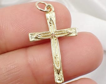 Religious Cross Faith Unisex Pendant Genuine 750 18ct 18k Yellow gold - P134