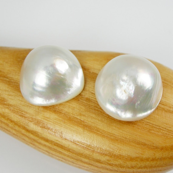 Lot3 19x15mm 18x15mm Wide Odd Drop Qty 2 Pieces Cream Colour Australian Saltwater Mabe Pearl
