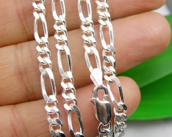 19.50 grams Solid Figaro 1x3 Necklace 60cm/23.62 inches Unisex Chain, Genuine 925 Sterling Silver - Australian Made - 123FD
