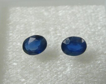 0.58 Carat Matching Pair Oval 4.5x3.5 mm Fine Strong Blue Natural Australian Sapphire Loose Gemstone - Lot13 - Jewellery making