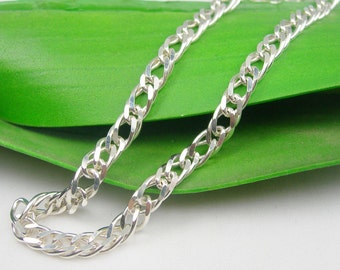 Oval Double Curb Links Chain Bracelet Sizes Available in 19 cm or 21 cm Length, Solid Genuine 925 Sterling Silver - OD80