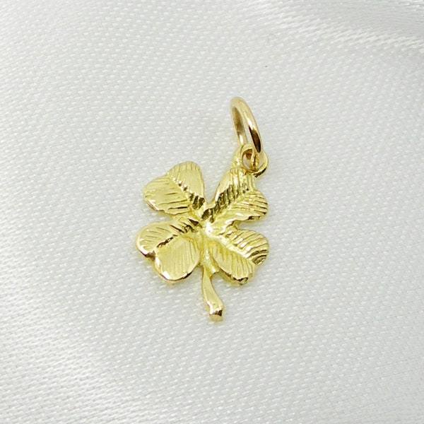 Lucky 4 Four Leave Leaf Clover Charm Pendant, Genuine 375 9ct 9k Yellow Gold or 750 18ct 18k Yellow Gold - C29