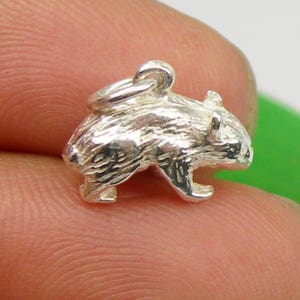Australian Wombat Bear 3D Charm Pendant Genuine 925 Sterling Silver or Genuine 375 9ct 9k or 750 18ct 18k Yellow Gold, Rose Gold - C2098