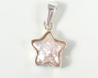 Pink Colour Star Freshwater Pearl Pendant Genuine 925 Sterling Silver
