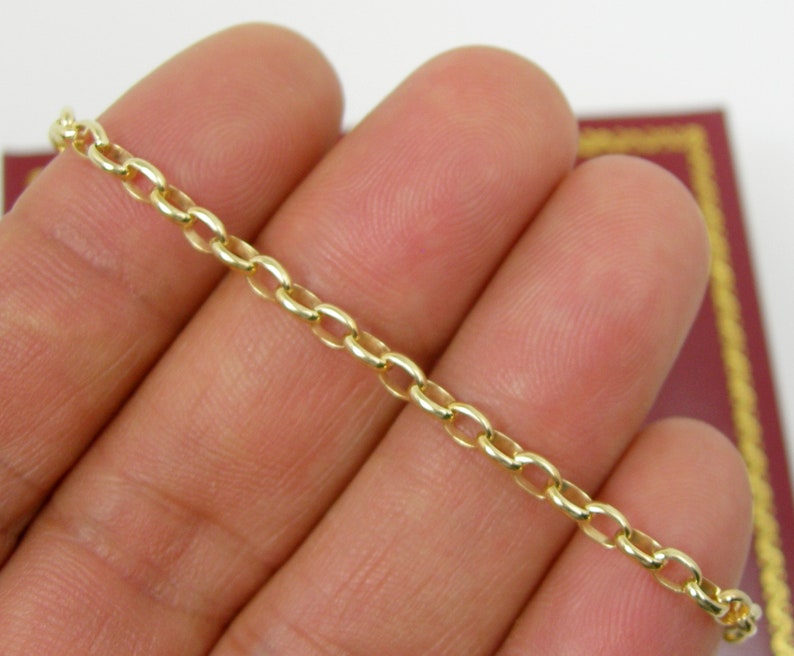 k Yellow Gold - Bolt Ring - BO2 3.10mm Oval Link Belcher Style Unisex Bracelet 21cm Length Genuine 375 9ct