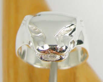 Black Panther Cat Animal Unisex Ring Genuine 925 Sterling Silver or Genuine 375 9ct Yellow Gold - Australian Made - R430