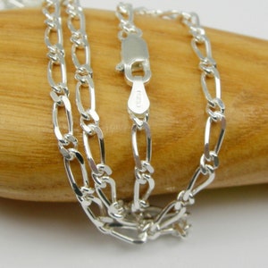 Figaro Curb Diamond Cut Chain Necklace Solid Genuine 925 Sterling Silver - FD81 - Australian Made Chains - 50cm or 55cm Length