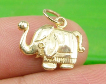 Lucky Elephant Charm Pendant, Solid 375 9k 9ct / 750 18ct 18k Yellow Gold, C218