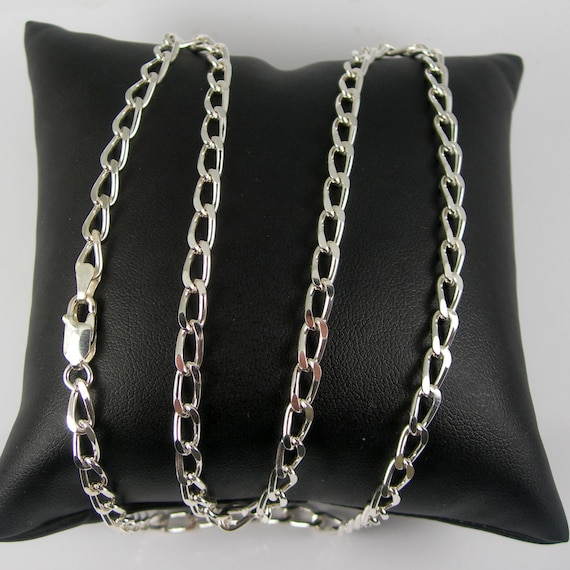 Solid Genuine 925 Sterling Silver Solid Long Oval Curb Link Chains / Necklace / Bracelet - Unisex Style - Australian Made Jewellery - LCD120