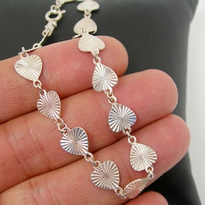 7.80mm Wide Heart Shape Links Tennis Bracelet Genuine 925 Sterling Silver - 19cm or 21cm length
